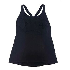 Prana Black Peplum Style Workout Built In Bra Racerback Tank Top Women's Large